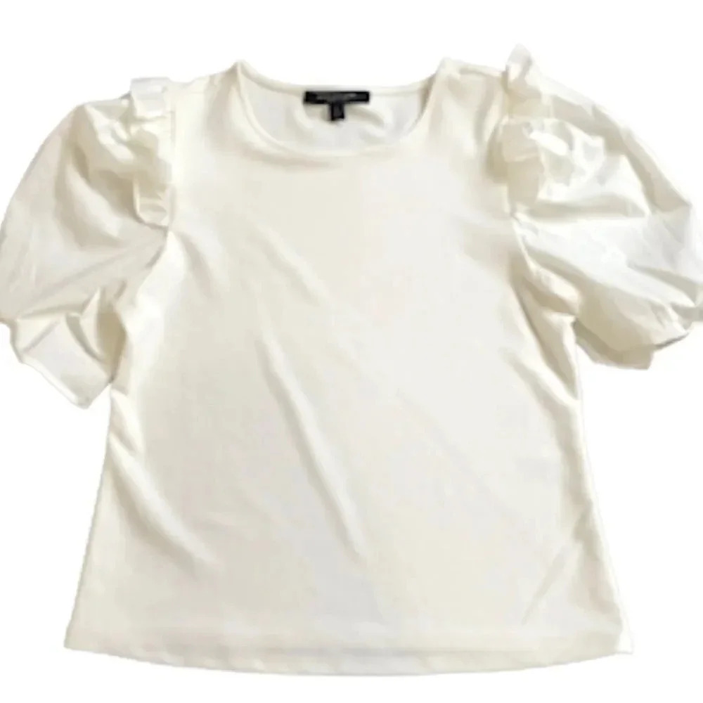 Marc New York puff sleeved top blouse White Women S Feminine Casual Mixed media